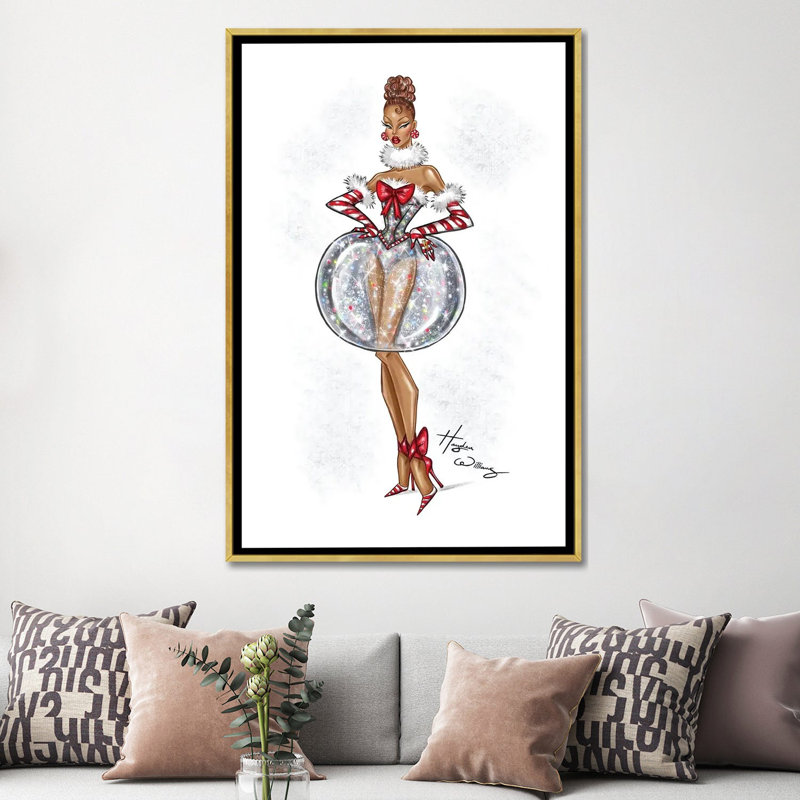 Robe boule à neige - HWI577, H 60 po x l 40 po, Impression sur toile flottante sans passe-partout, Doré