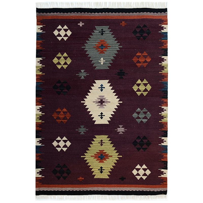 Southwestern Wool Hand Woven Area Rug, Rectangle 125 x 185cm