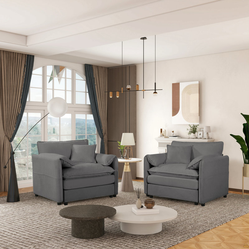 Ensemble de 2 chaises d'appoint surdimensionnées en chenille, Gris