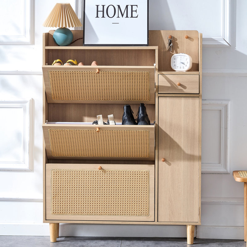 Japonaise, dessus de lit et armoire à chaussures, style moderne, design en forme de vigne, couleur bois, installation rapide minimaliste, petits meubles de rangement, surface lisse, facile à installer
