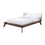 Grand lit en bois de noyer massif, lit plateforme moderne de style Mid-Century avec tête de lit à oreilles en tissu et pieds en angle effilés, couleur de matelas, tête de lit à panneau, style,-1520190165