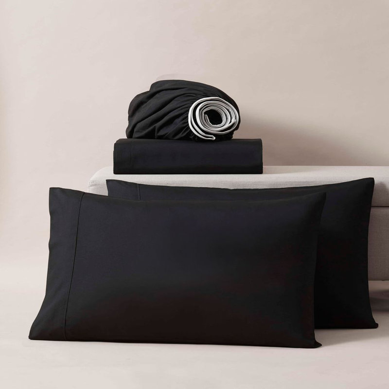 Ensemble de draps ultra doux et respirant Hotel Collection, Noir, Ensemble de draps pour lit double + drap-housse + 