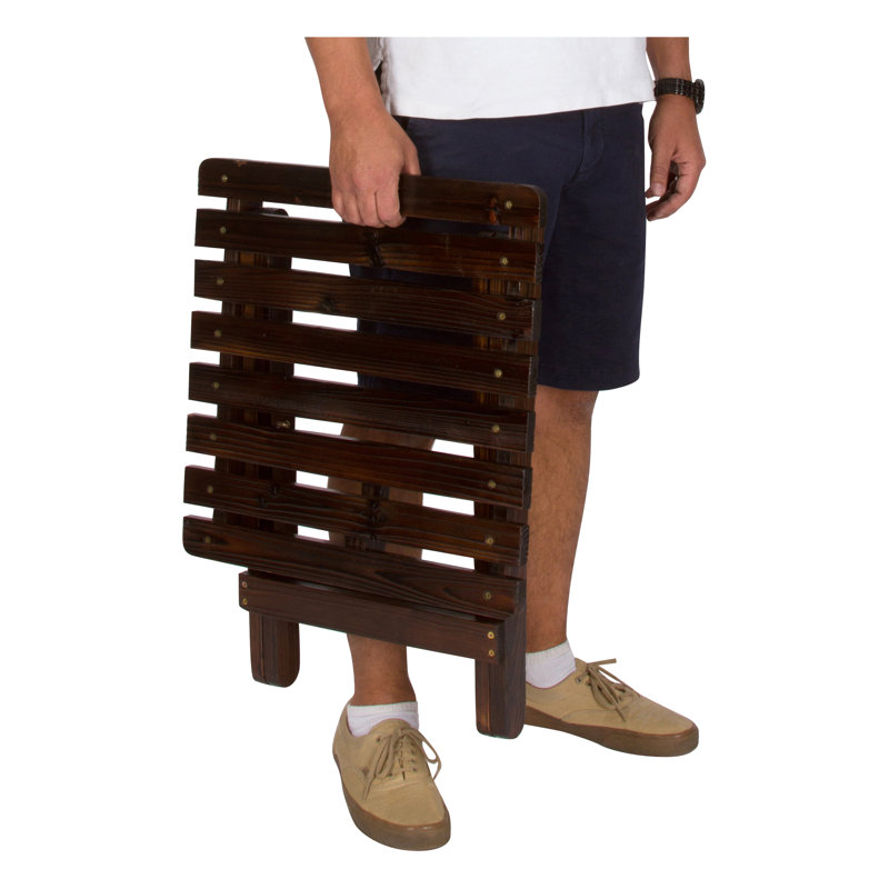 Brently Outdoor Adirondack Chair and Side Table Set, Torched Brown