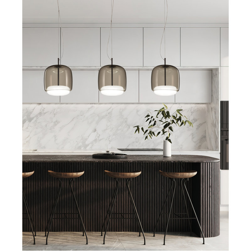 Jube 1 - Light LED Pendant, Matte Steel, 86" H x 15" W x 15" D, Crystal Transparent