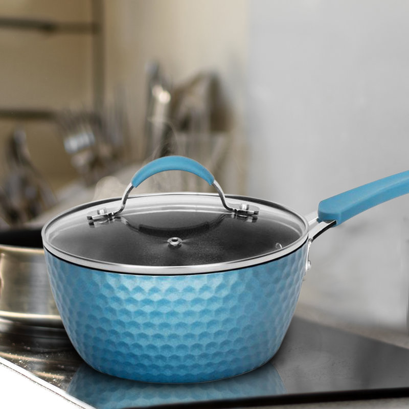 NutriChef 1,7 pte Casserole antiadhésive en aluminium avec couvercle