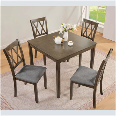Elegant 5-Piece Wooden Dining Table Set With 4 Chairs, Dining Table Set For 4 People, Modern 4 Person Dining Table Set For Living Room, Kitchen And Di
