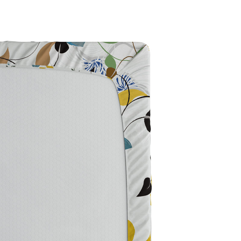 Microfiber Floral Fitted Sheet, Twin Fitted Sheet, Blue Floral 1