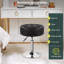 Tabouret de coiffeuse noir en polyuréthane rond de 4,9 pouces avec repose-pieds pivotant à hauteur ajustable pour salon, salon et petite salle de bain