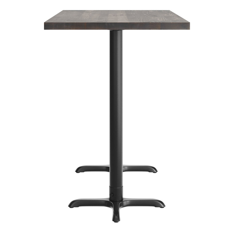 Plateau de table rectangulaire en bois massif avec base en X, Bois brun foncé, H 43,5 po x L 60 po x l 30 po, Noir