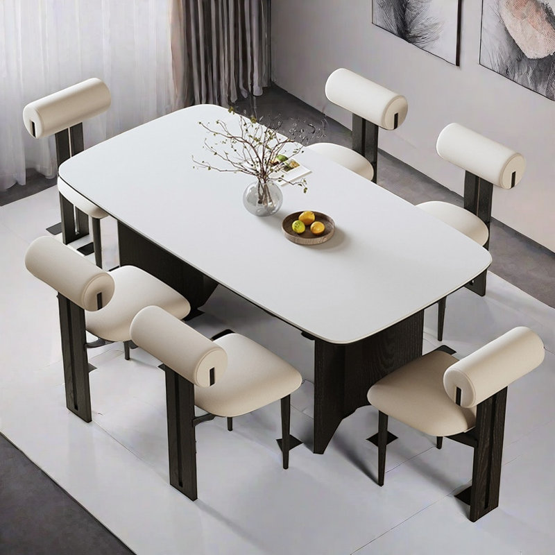 Combinaison de table de salle à manger luxueuse et de chaises, H 29,52 po x L 62,99 po x l 31,49 po