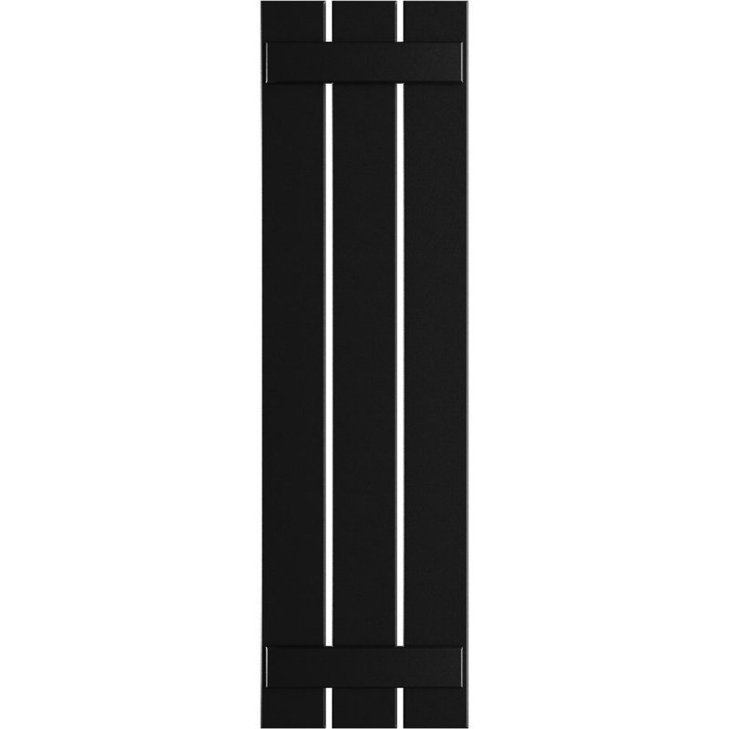 Volets en PVC True Fit à trois planches espacées, Noir, H 64 po x l 17,125 po x P 0,625 po