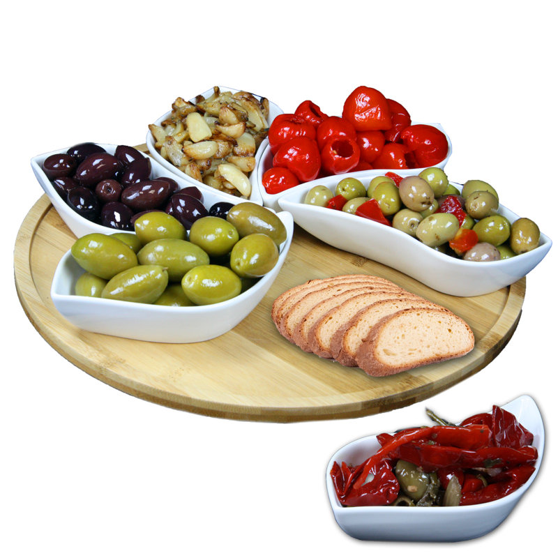 Ensemble d'apéritif et de condiments 7 pièces Dazlynn Lazy Susan