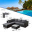 Ensemble de patio modulaire en osier 6 pièces avec table basse et coussins-125039497