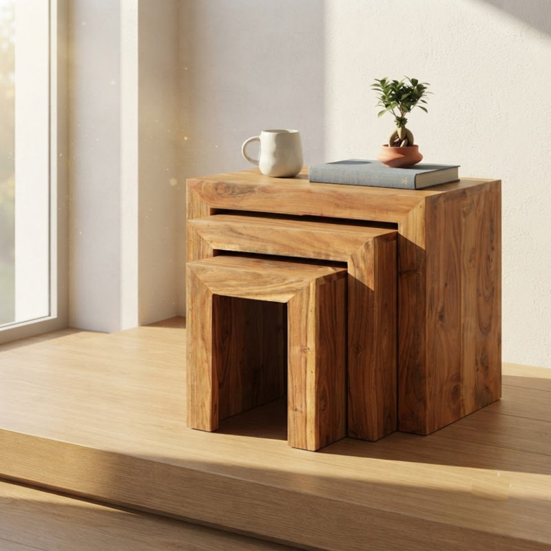 Mundelein Solid Wood Sled Nesting Tables