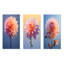 Coral et bleu Dahlia dansant - ensemble d'art mural en métal Dahlia de 3-103228336