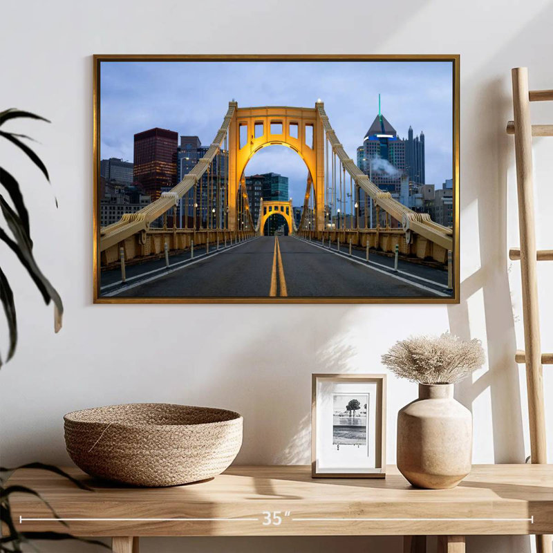 Pont Roberto Clemente, 25 po x 17 po, Cadre flottant doré