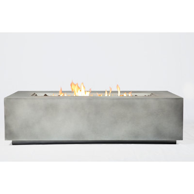Modern Concrete Fire Pit - Propane Powered, Adjustable Flame In Creamy White Hue Fireplace Cream Hue, Built-In Ignition For Easy Lighting