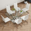 Ensemble de table de salle à manger, table de salle à manger en verre avec base en acier inoxydable, 6 chaises de salle à manger et de cuisine-1452010310-1452010329