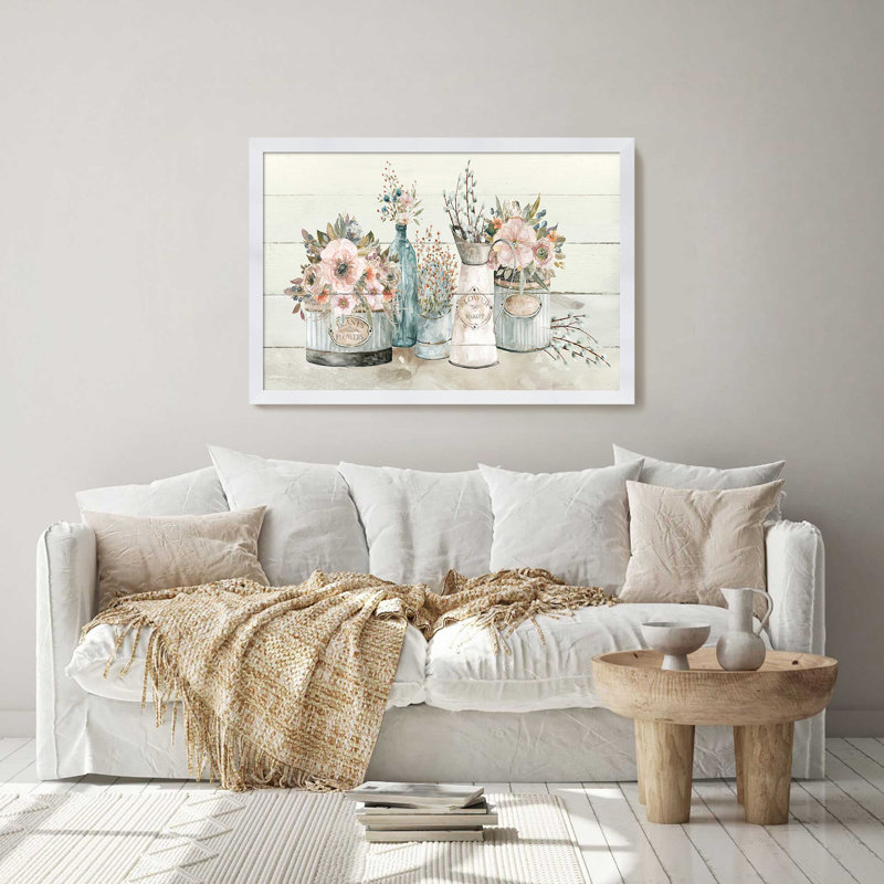 Marché aux fleurs par - Peinture, Cadre crème délavé, H 21,5 po x l 27,5 po x P 0,75 po