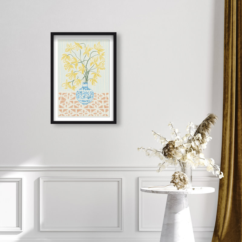 Yellow Iris Summer Print by Oliver Gal, 37.5"H x 25.5"W, Black Shadowbox