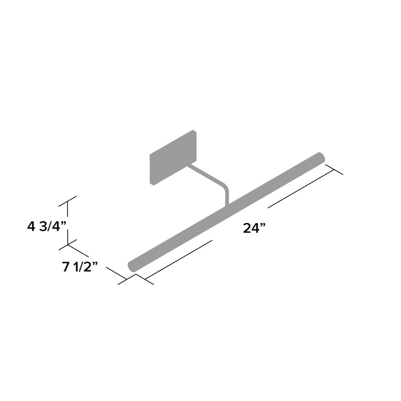 Applique murale 2 lumières Direct Wire, H 4,75 po x l 24 po x P 7,5 po, Laiton antique