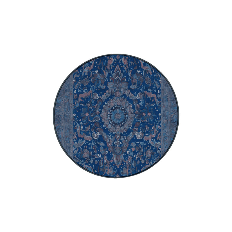 Machine Washable Gray Area Rug, Round 8'