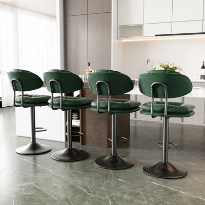 Bergess Swivel Upholstered Adjustable Height Counter Stool with Metal Frame