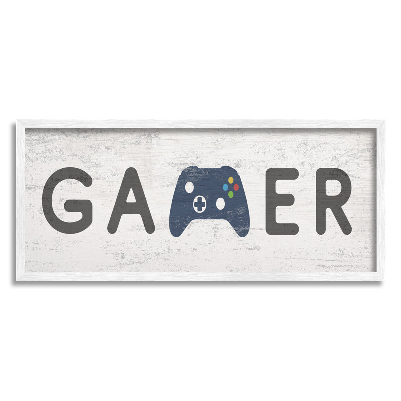 Gamer, H 10 po x l 24 po x P 1,5 po, Giclée encadrée blanc bord de mer