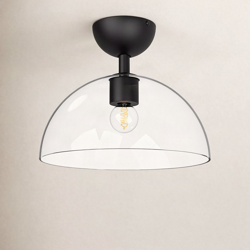 Casoria Glass Semi Flush Mount, Matte Black