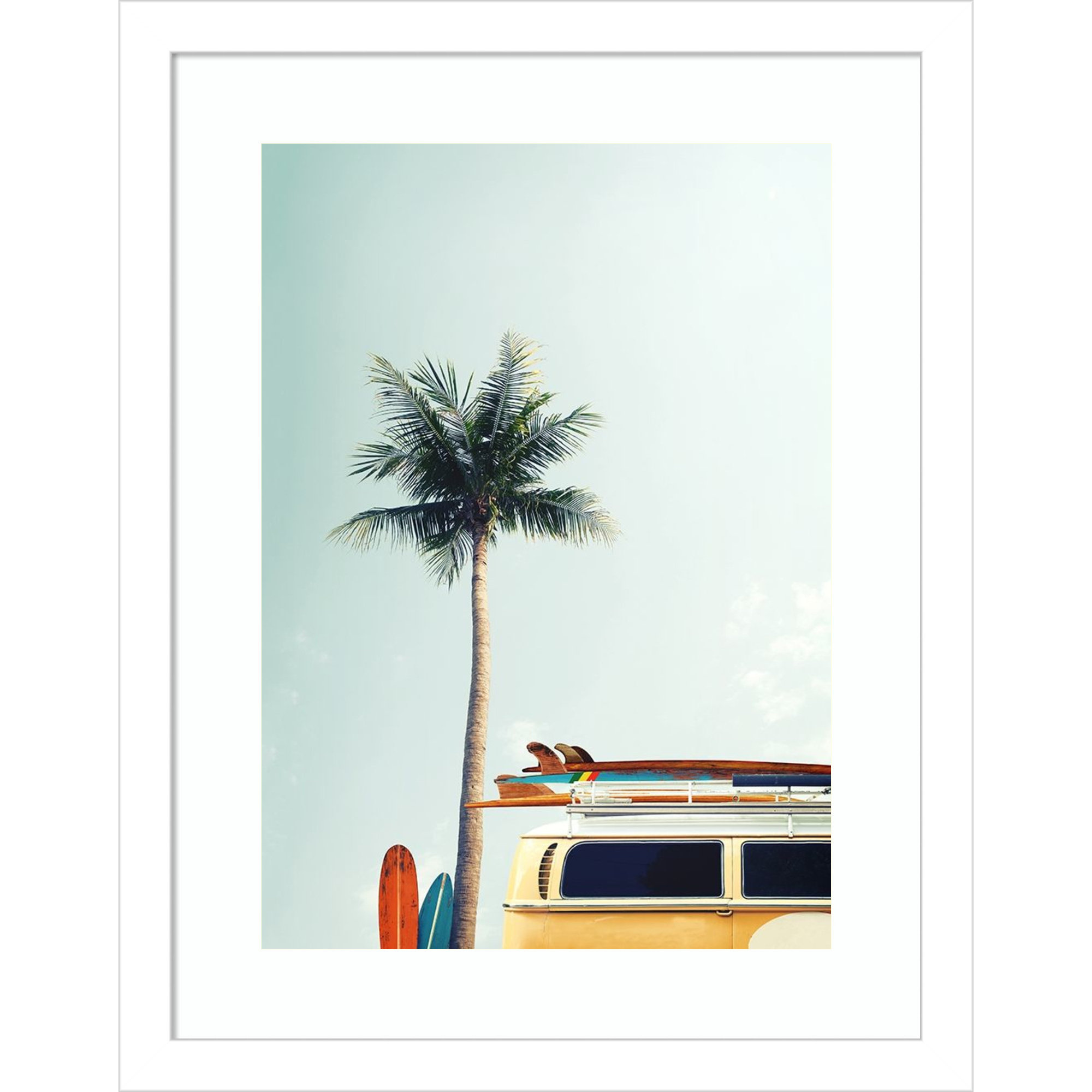 Surf Bus Yellow by Design Fabrikken, 15.25" H x 12" W x 0.75" D, Matte White