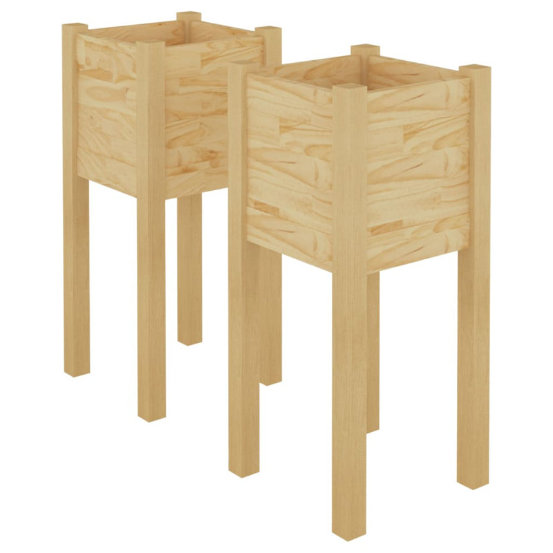Alastar Wood Elevated Planter, 70cm H x 31cm W x 31cm D, Light Brown