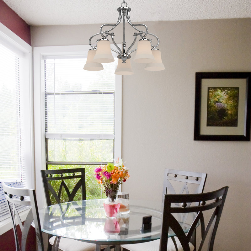 Tes 5-Light Indoor Chrome Classic/Traditional Chandelier with Frosted Bell Glass Shades