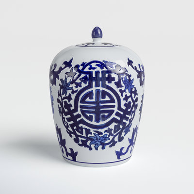 Pot à gingembre en porcelaine bleue et blanche de 6 po avec motifs floraux, décor décoratif chinois pour table, manteau de cheminée ou centre de table