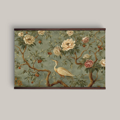 Tapisserie florale rétro, art mural chinois sur toile prêt à accrocher