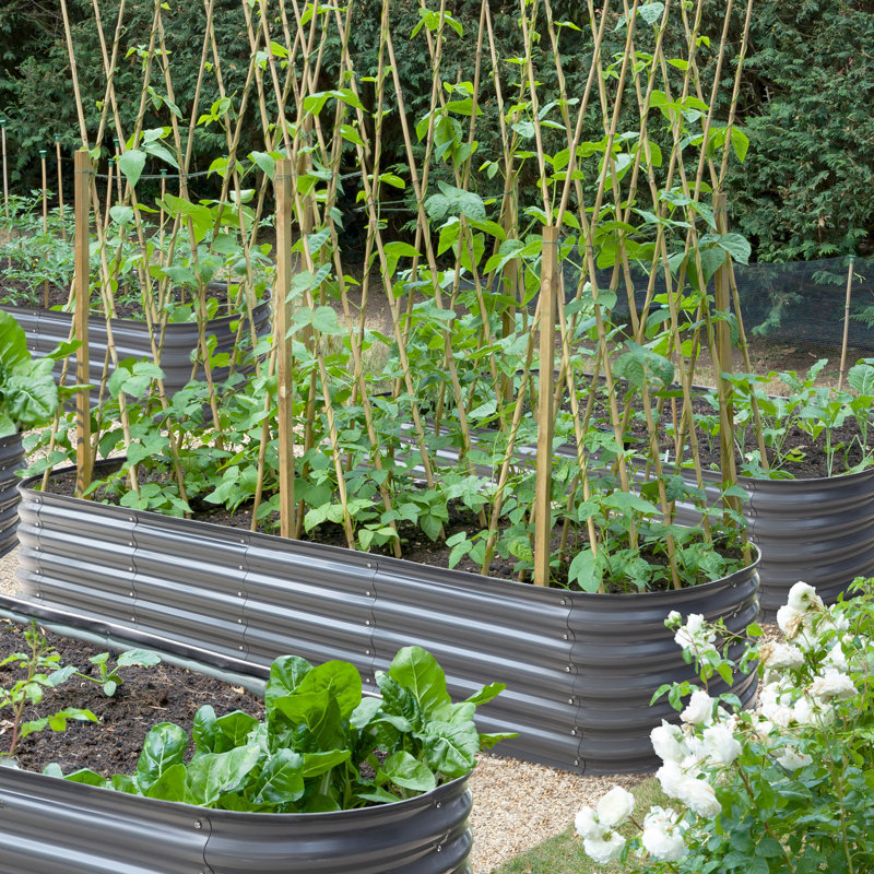Cengizhan Metal Raised Garden Bed, Grey
