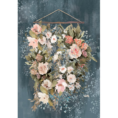 Hanging Vines Floral Tapestry Blue - Painting Print