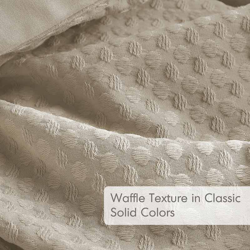 510 Design Mina Waffle Weave Textured Cozy Duvet Cover Set, King/ California King Duvet Cover + 2 King Shams, Neutral