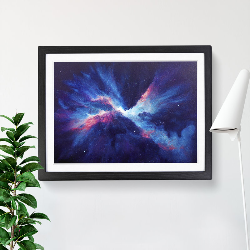 Neon Galaxy Vol.1 - Single Picture Frame Print, 46cm H x 64cm W, Black 