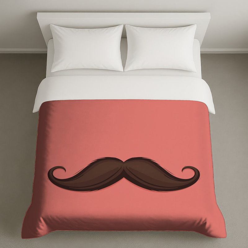 Housses de couette brun avec moustache frisée, Queen