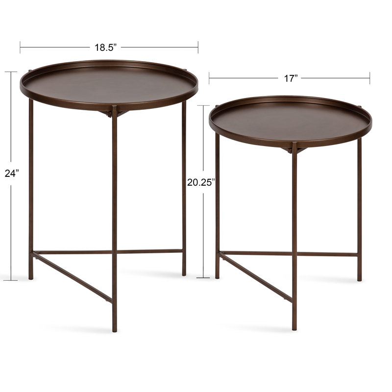 Gwynn Tray Top Nesting Tables, Bronze Top/Bronze Base