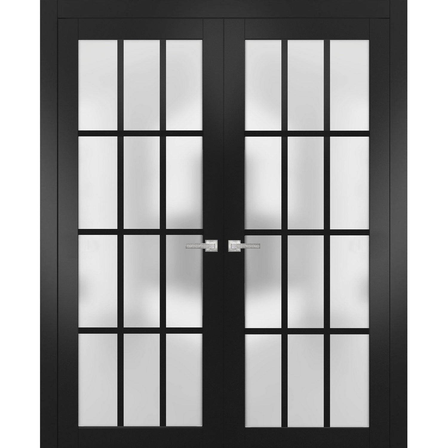 SARTODOORS Felicia Frosted Glass French Black Doors | Wayfair