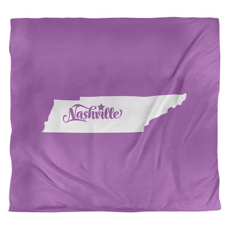 Housse de couette réversible simple Nashville Tennessee, Polyester brossé, Housse de couette pour très grand lit, Violet