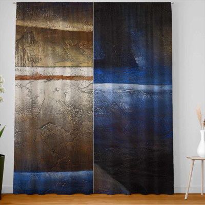 Bronze Shapes with Blue Light Blackout Curtains - Home Decor