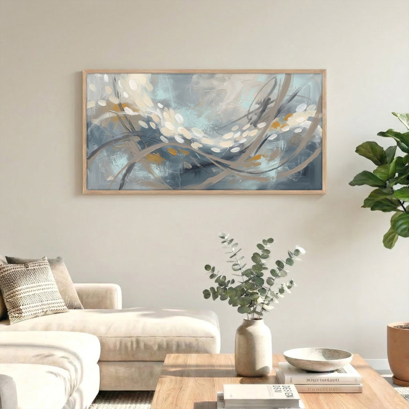 Ensemble de 1 tableau abstrait sur toile, L 46 po x H 24 po, Naturel