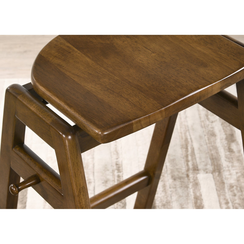 Paire de chaises de bar empilables de style Mid-Century moderne, bois d'hévéa massif de couleur noyer, coussin de siège confortable de l 16 po x P 19,25 po x H 29,41 po, sièges en hévéa de finition, sièges confortables