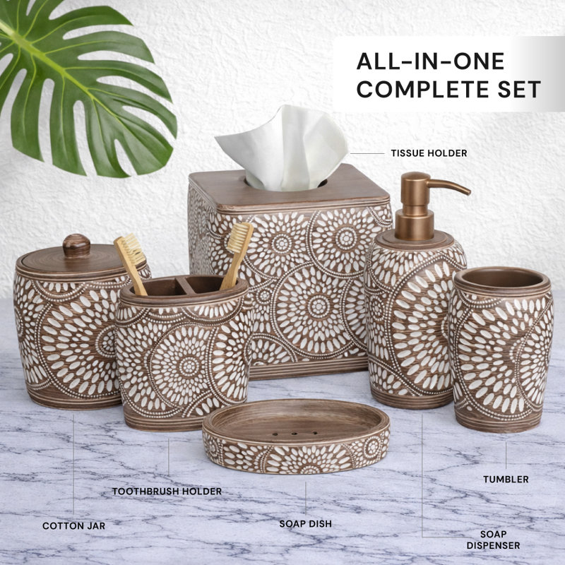 Ciccone Collection Luxury Christmas Polyresin Bathroom Decor and Accessories Set Stylish Vanity Organizer