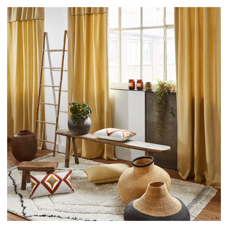 Donnie Cotton Room Darkening Curtain Single Panel, Natural/Yellow