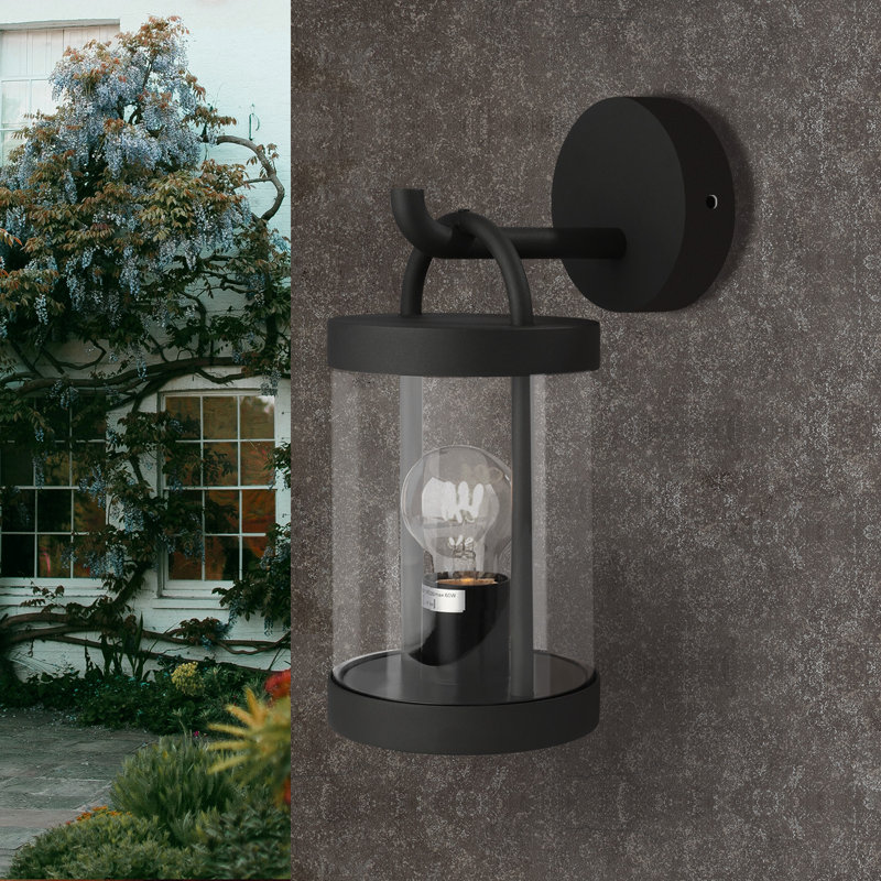 Wall Light Outdoor Lantern E26 Bulb (Not Include) Wall Mount Hang Lamp Wall Sconce Lighting Round, Black