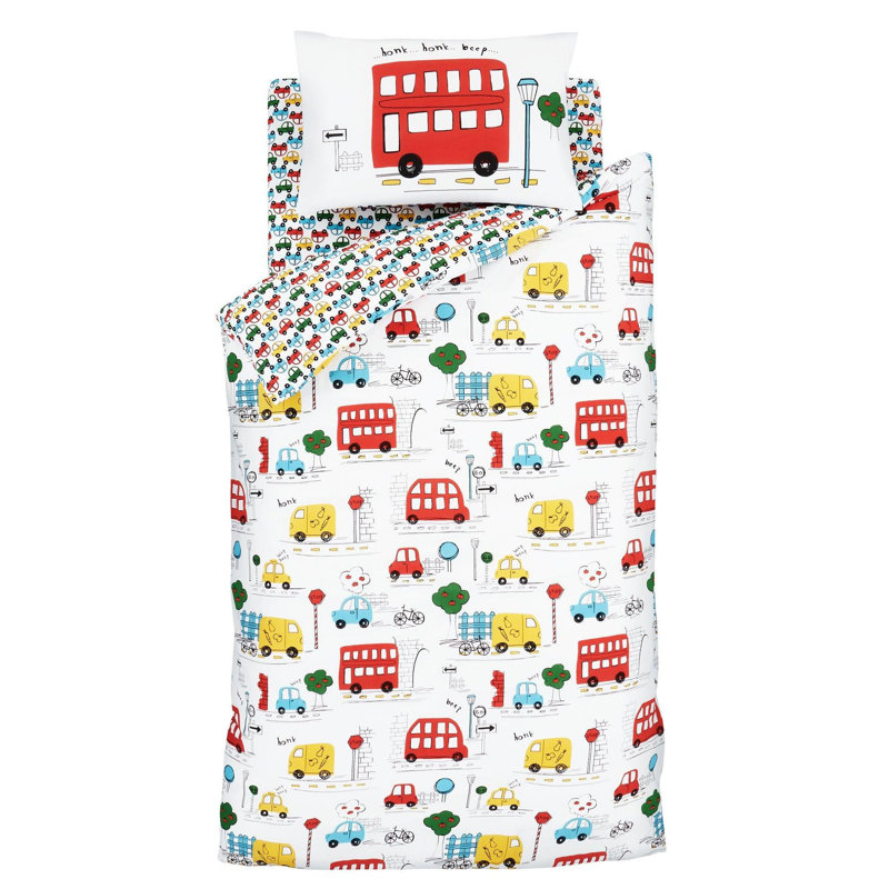 Transport Reversible Duvet Cover Set with Pillowcase, Single Duvet Cover + 1 Pillowcase