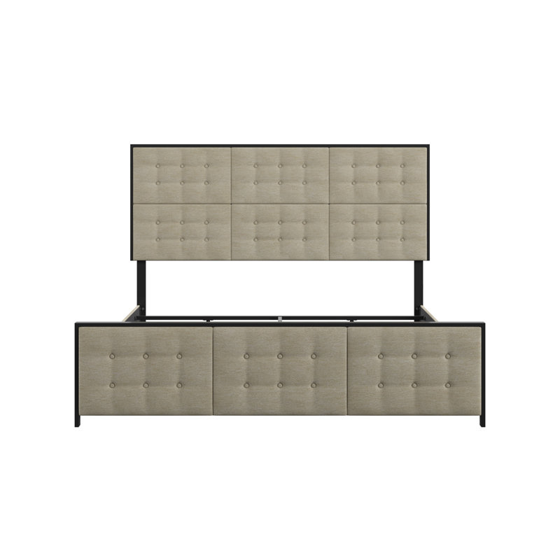 Upholstered Metal Bed, King